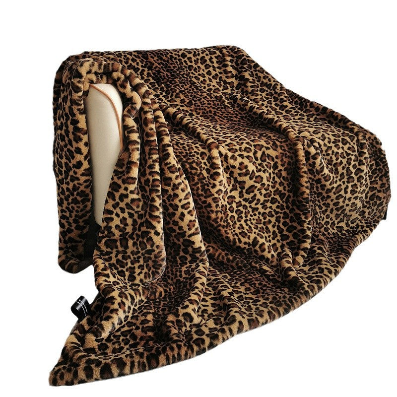One Piece Dropshipping Leopard Print Artificial Wool Blanket Polyester Blanket Brown Gradient Fake Fur Cover Blanket Factory Spot