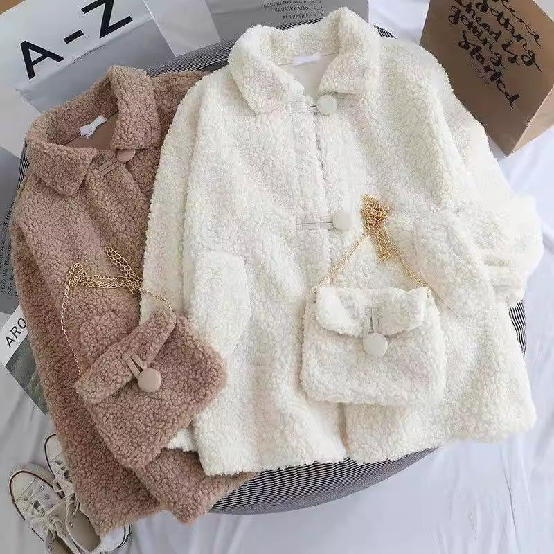 Lamb Wool Coat Female Fleece-lined Thick Loose