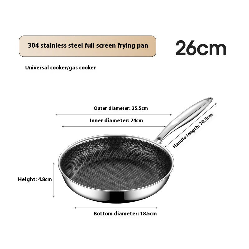 Frying Pan Household 304 Stainless Steel Induction Cooker Kitchenware Three-layer Steel