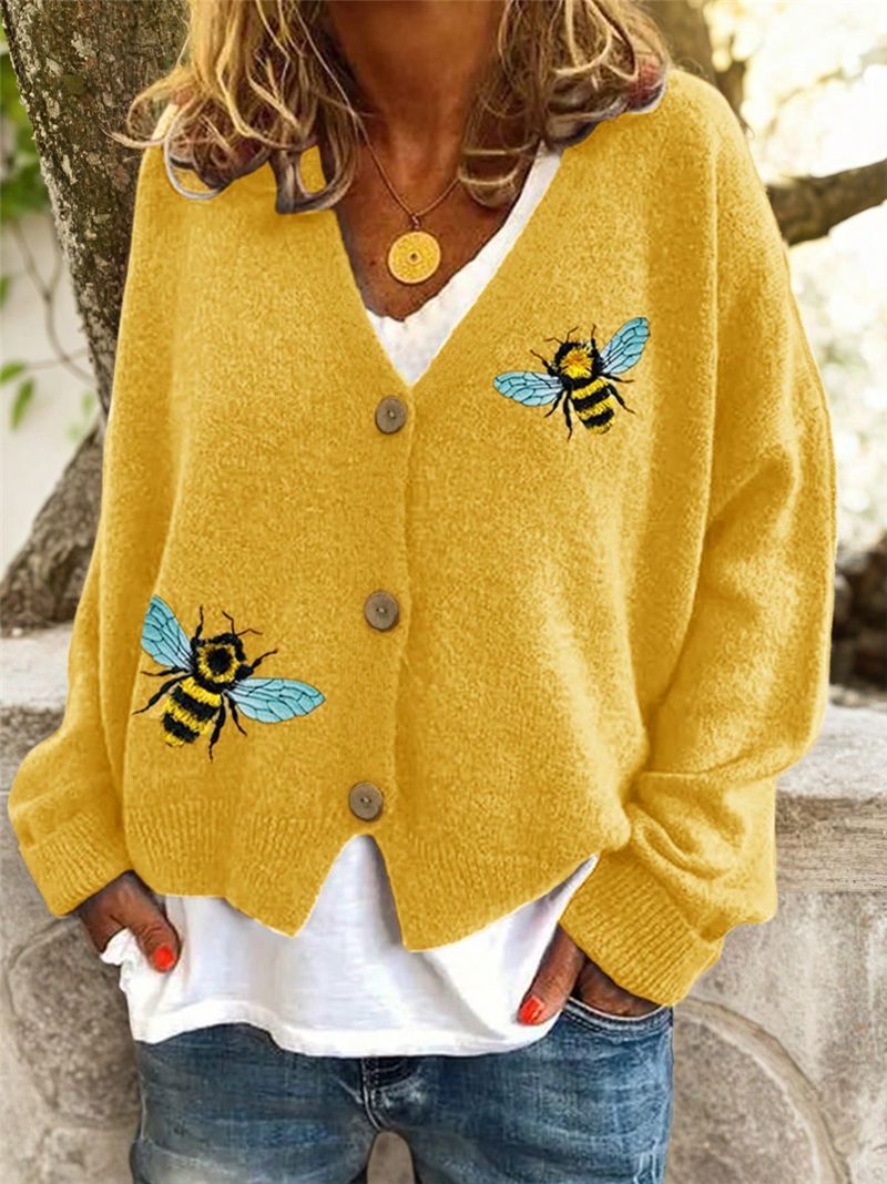 Animal Pattern Design Knitted Cardigan Sweater