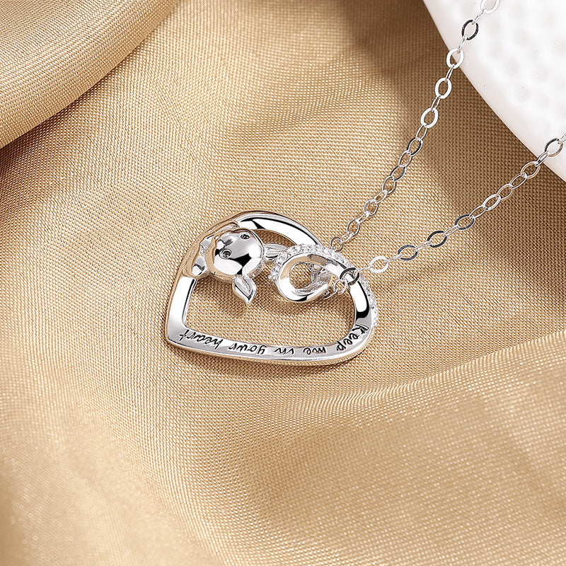 925 Sterling Silver Necklace With A Little Pig Pendant, Single Pendant For Women