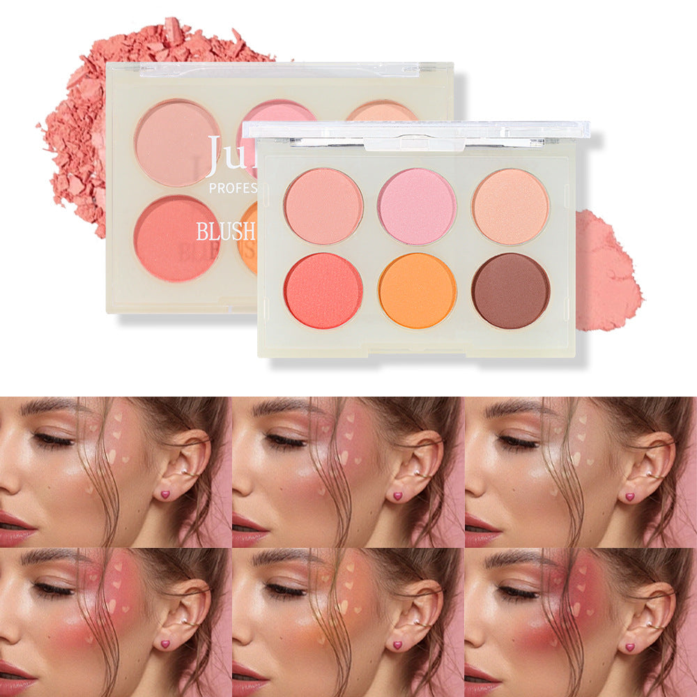 Beauty Matte Rouge Blush Repair Three-dimensional Eye Shadow Six-color Integrated