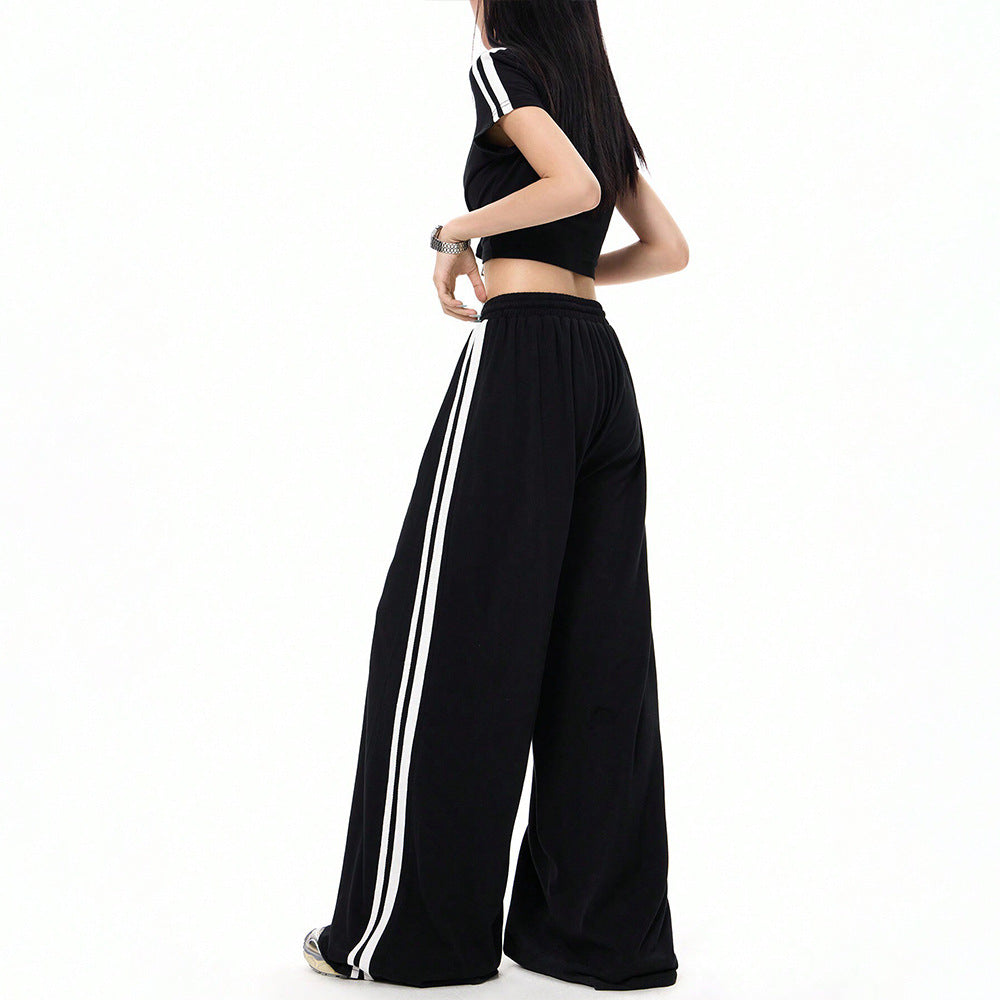 Sports Style Wide-leg Casual Pants Loose Draggle-tail Trousers