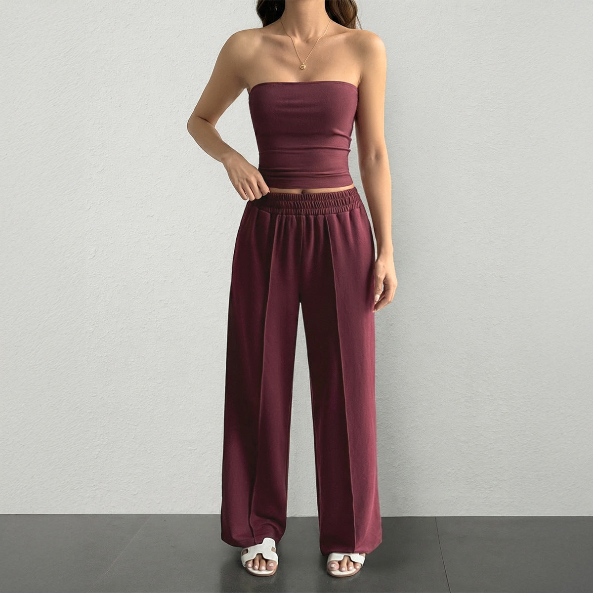 Tube-top Vest And Casual Long Pants Set For Women