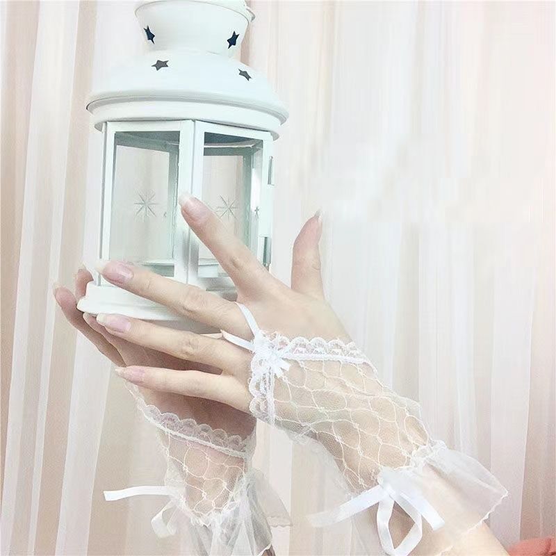 Mesh Lace Fingerless Bow Oversleeves Girl