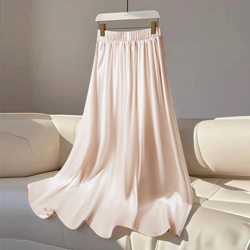 Women's Elegant Satin Loose Straight Skirt
