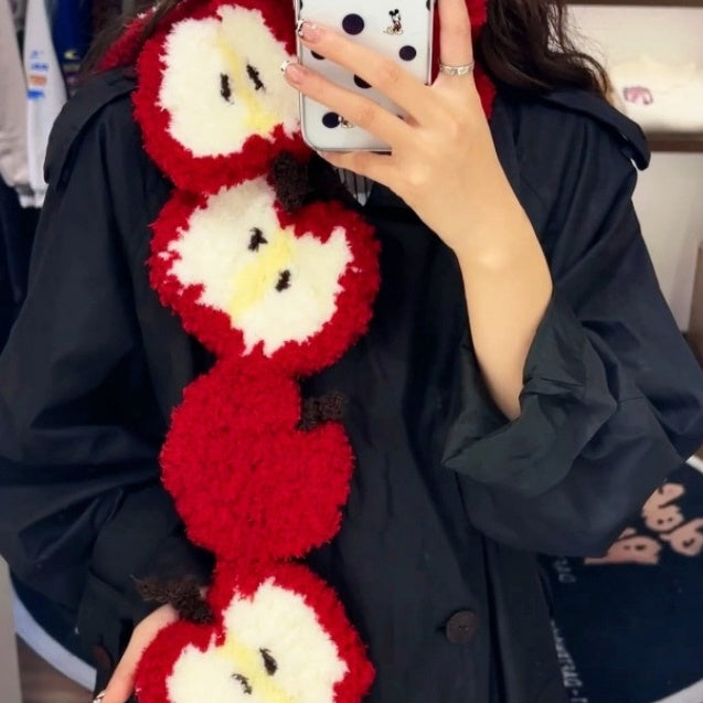 Autumn And Winter New Christmas Apple Stitching Scarf Finished Product
