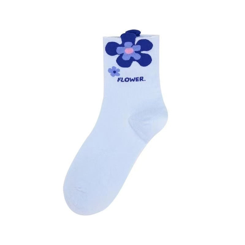Colorful Flowers Tube Socks Japanese Cute Style Students' Socks