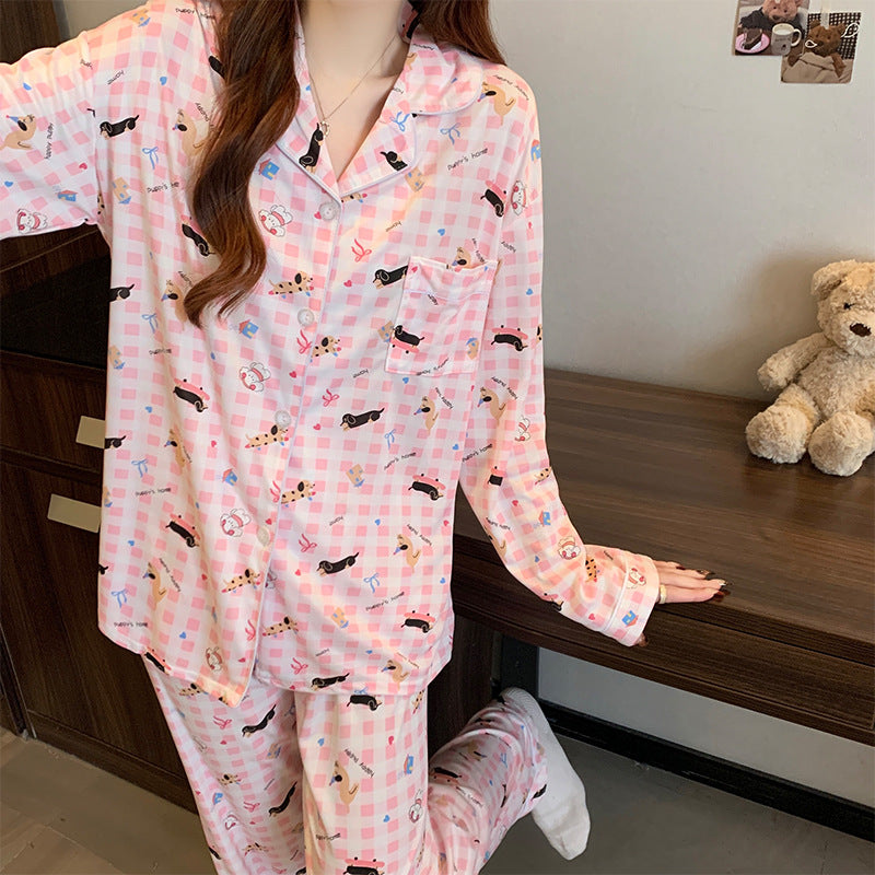 Women's Milk Silk Homewear Pajamas Suit