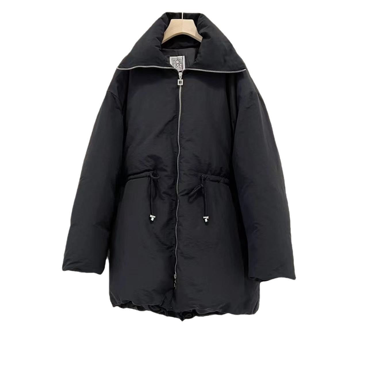 Drawstring Waist Stand Collar Women's New Warm Down Jacket Coat