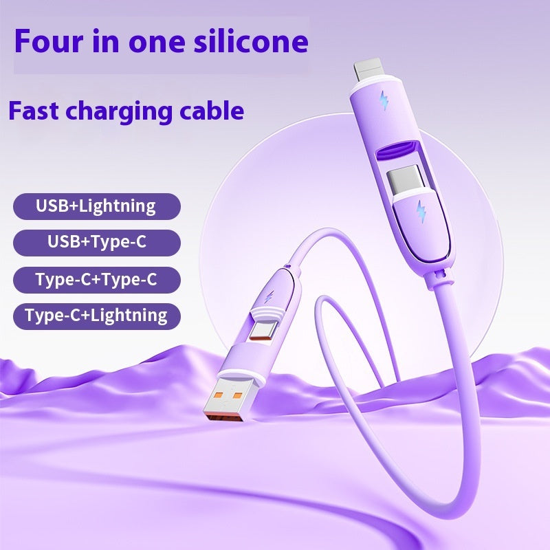 Four-in-one Silicone Fast Charge Data Cable