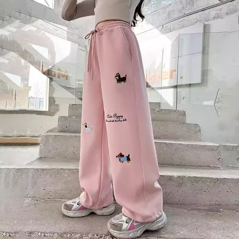 Embroidered Western Style Casual Wide-leg Pants
