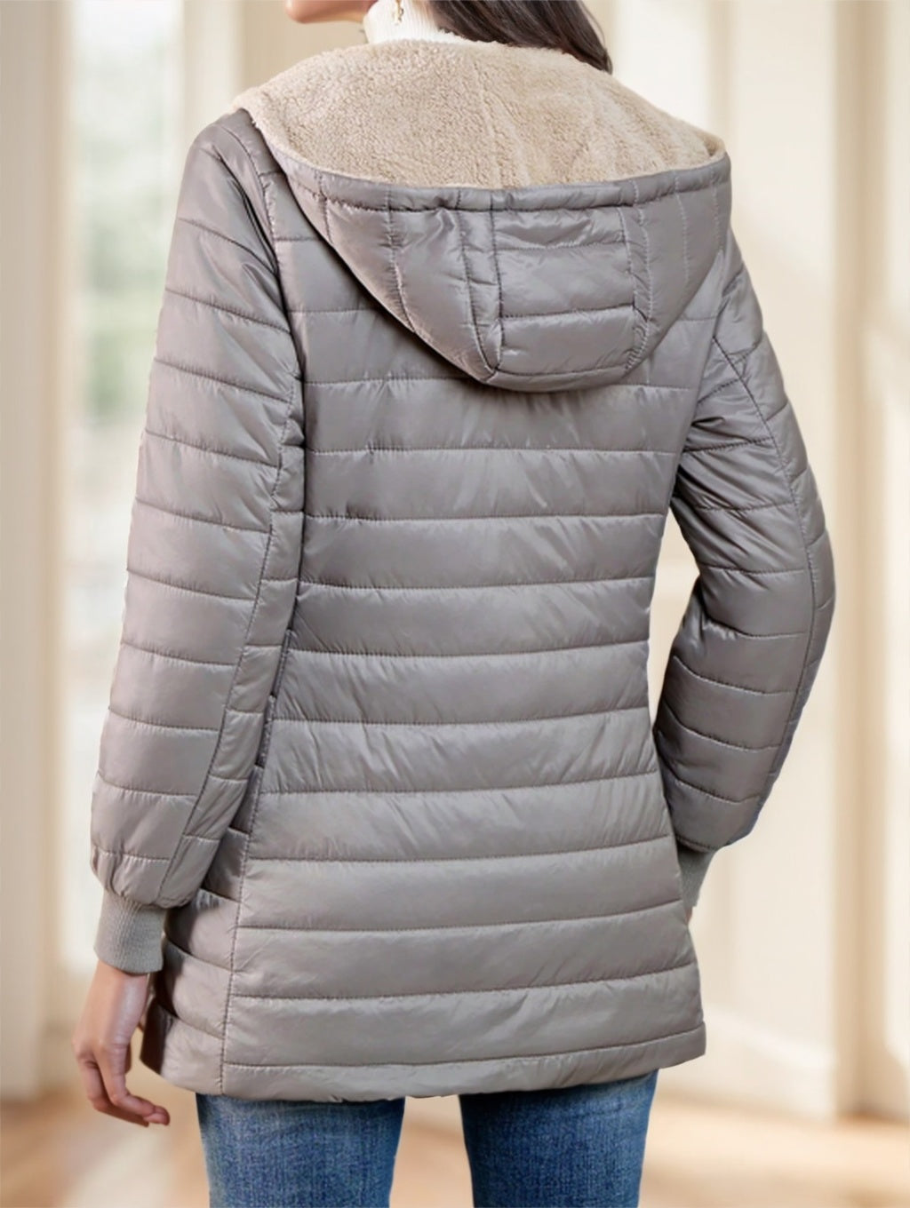 Aveloria Modichic Casual Versatile Solid Color Fleece Hooded Padded Padded Coat