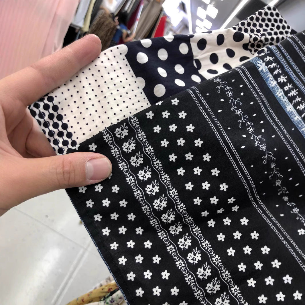 Polka Dot Contrast Color Cotton Stitching Skirt Women's Slimming