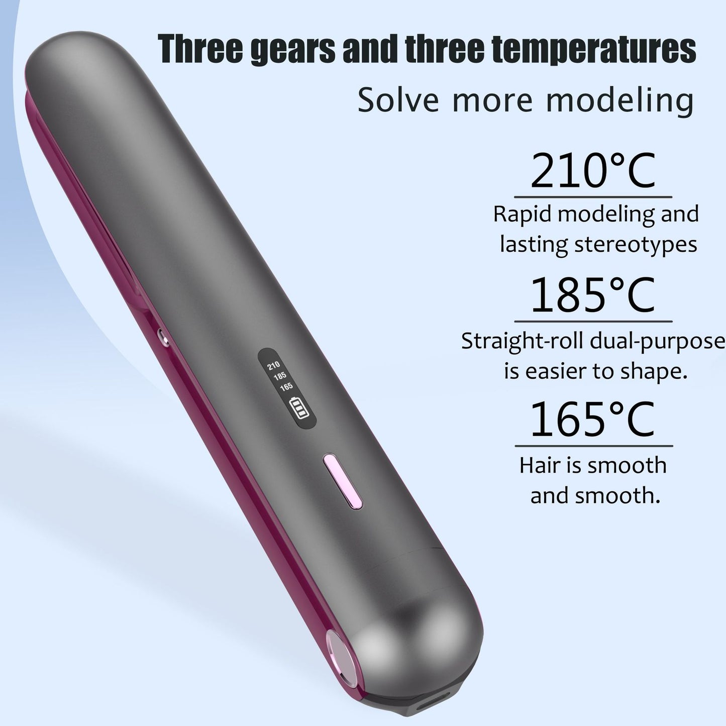 Wireless Charging Plywood Bangs For Curling Or Straightening Small Hair Straightener