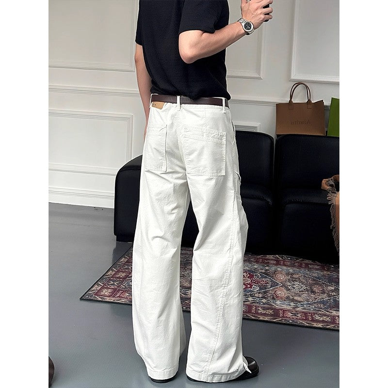 American-style Cutliff Pants Loose-fitting Wide-leg Casual Trousers