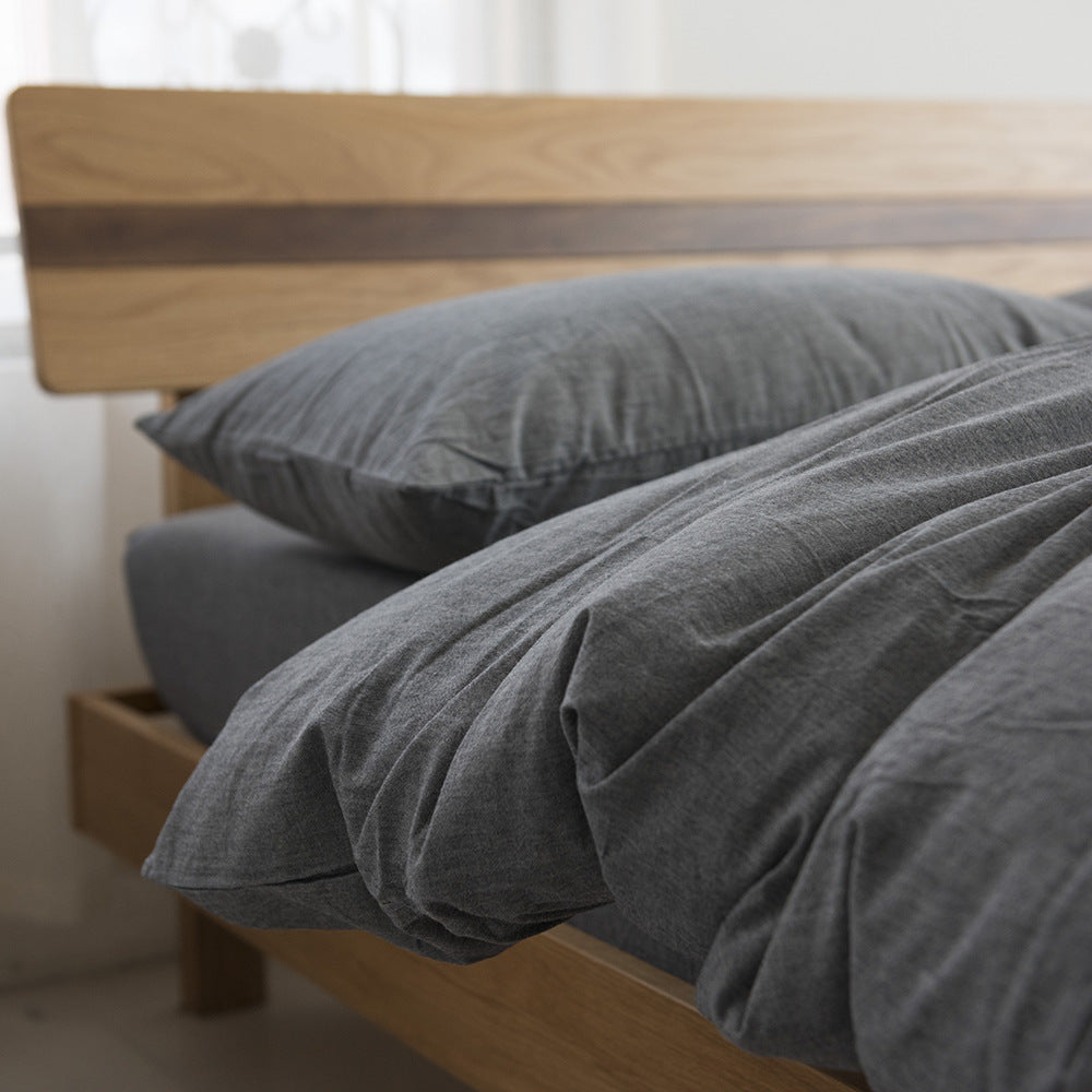 Solid Color Simple Dormitory Color Woven Washed Cotton Bed Sheet