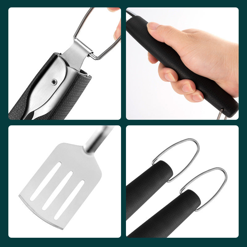 Plastic Handle Stainless Steel Combination Barbecue Fork Shovel Clamp