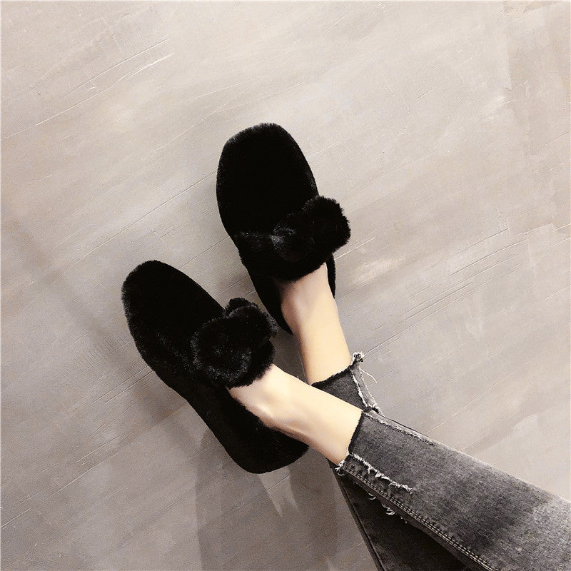 Mid Heel Round Toe Flat Peas Shoes