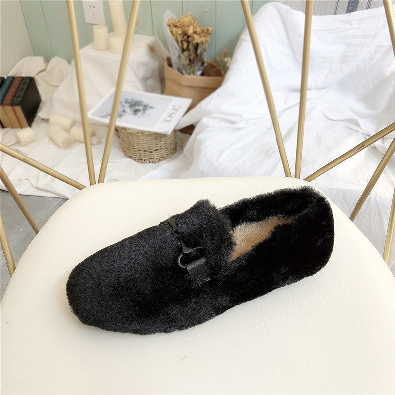 Mid Heel Round Toe Flat Peas Shoes