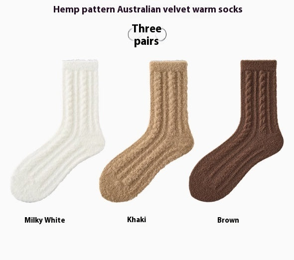 Coral Fleece Socks Women's Autumn And Winter Maillard Plush