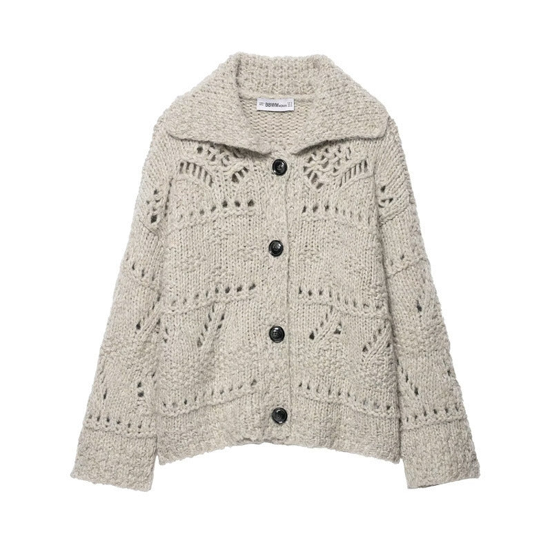 Women's Thick Needle Crochet Knit Cardigan Coat