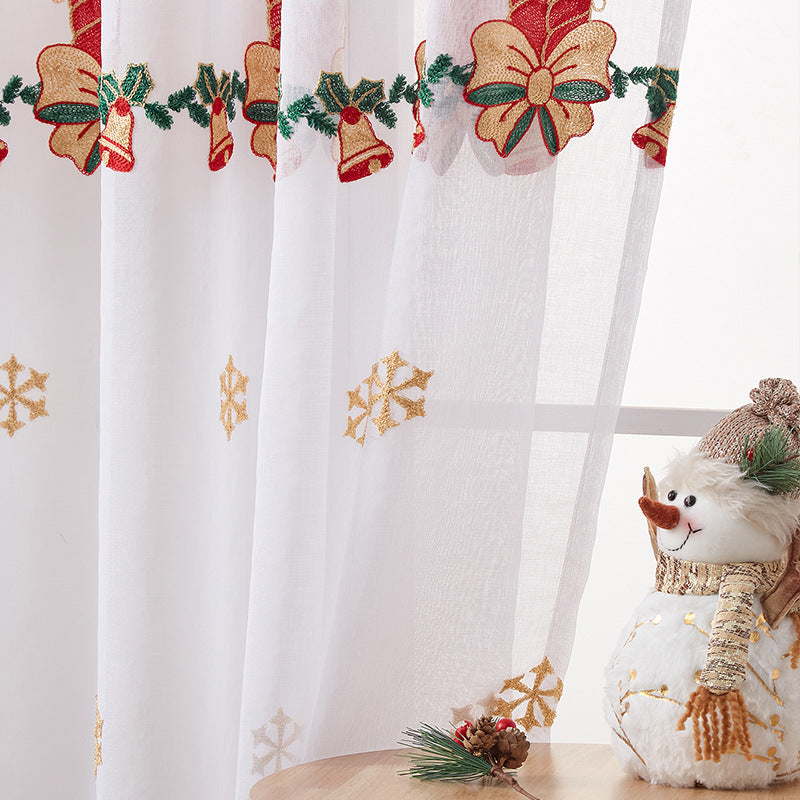 New American Christmas Curtain Christmas Snowflake Embroidery