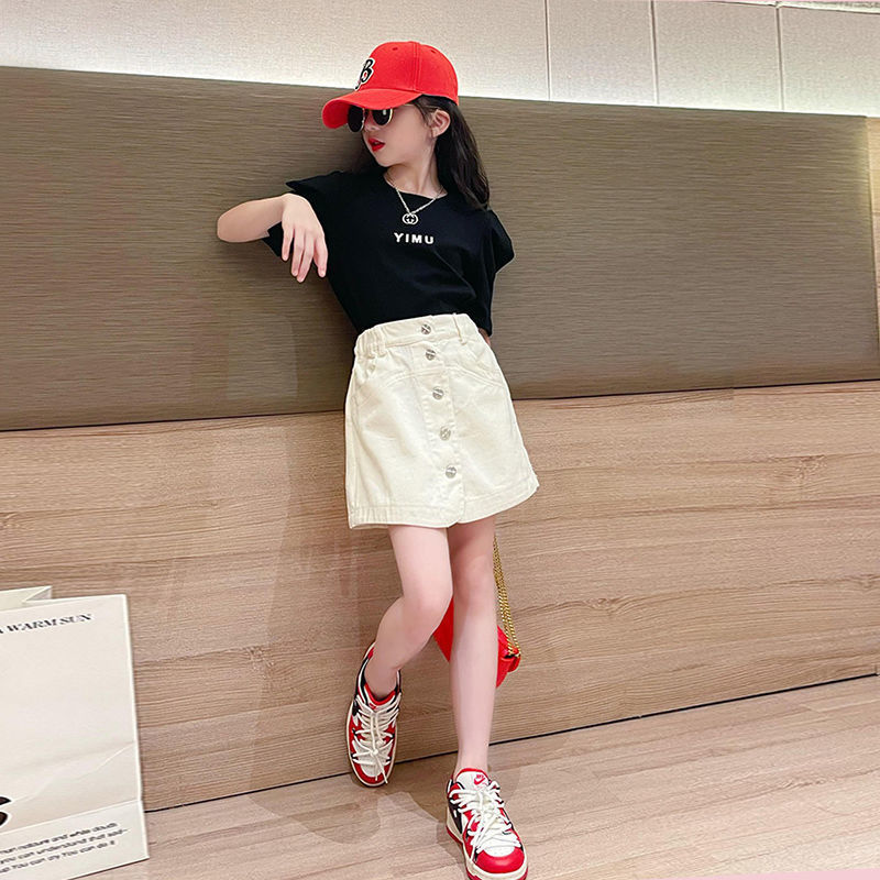 Western Style Girls' Leisure Sports Two-piece Suit Middle-sized Teenager Clothing