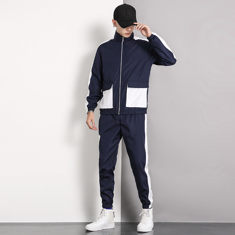 Cardigan stitching sports suit