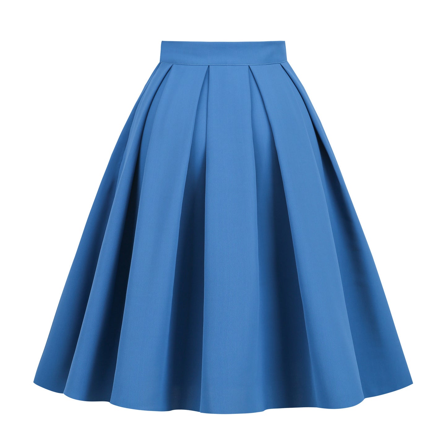 Solid Color A- Line Waist Fitted Umbrella Swing Mid-waist Large Swing All-matching Bubble Skirt