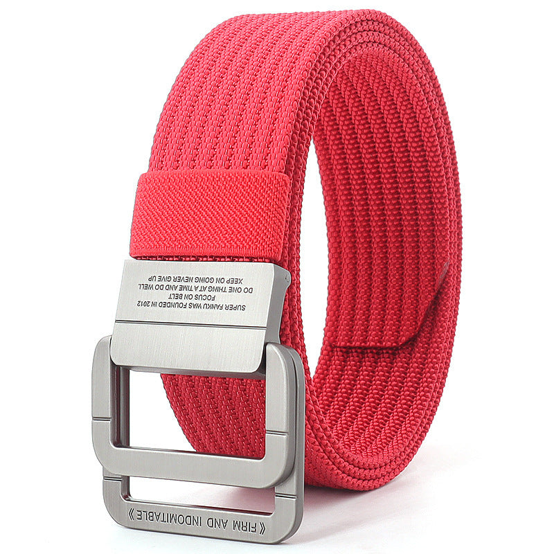 Alloy Double Ring Buckle Woven Nylon Tactical Sports Outdoor Waist Belt