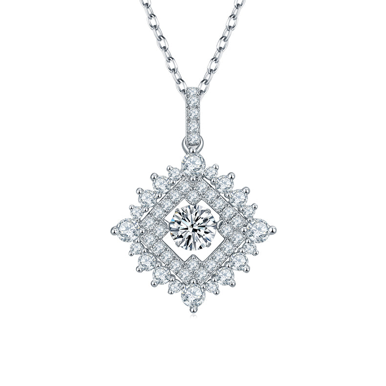 Set With Top-quality Moissanite, This Luxurious And Fashionable Light Luxury Trend Jewelry Necklace Pendant Is Made Of S925 Silver Electroplated With Platinum