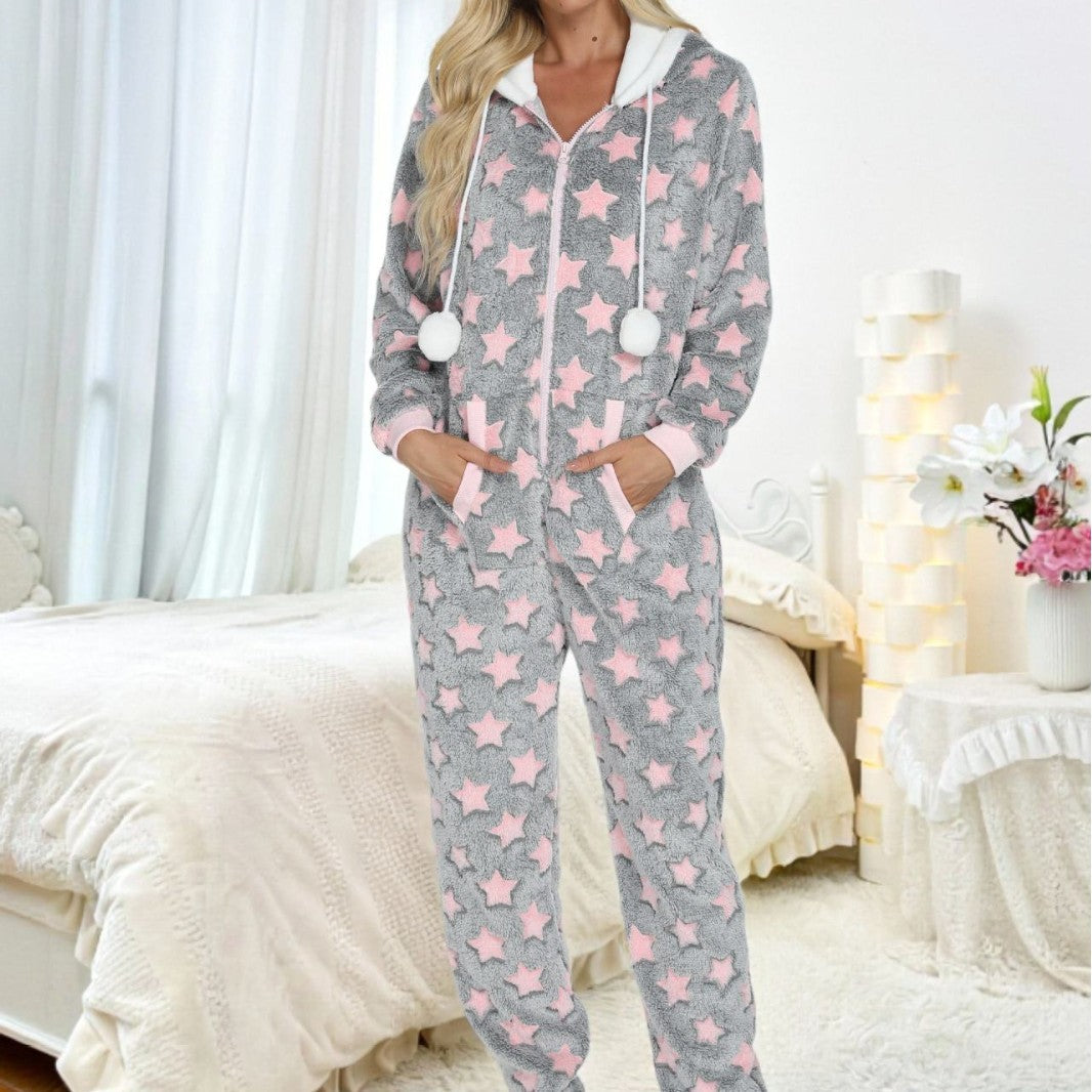 European And American Autumn And Winter One-piece Women's Pajamas Suit