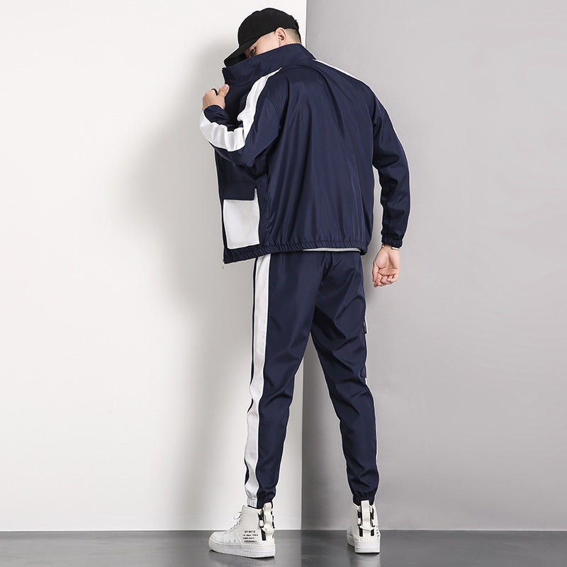 Cardigan stitching sports suit