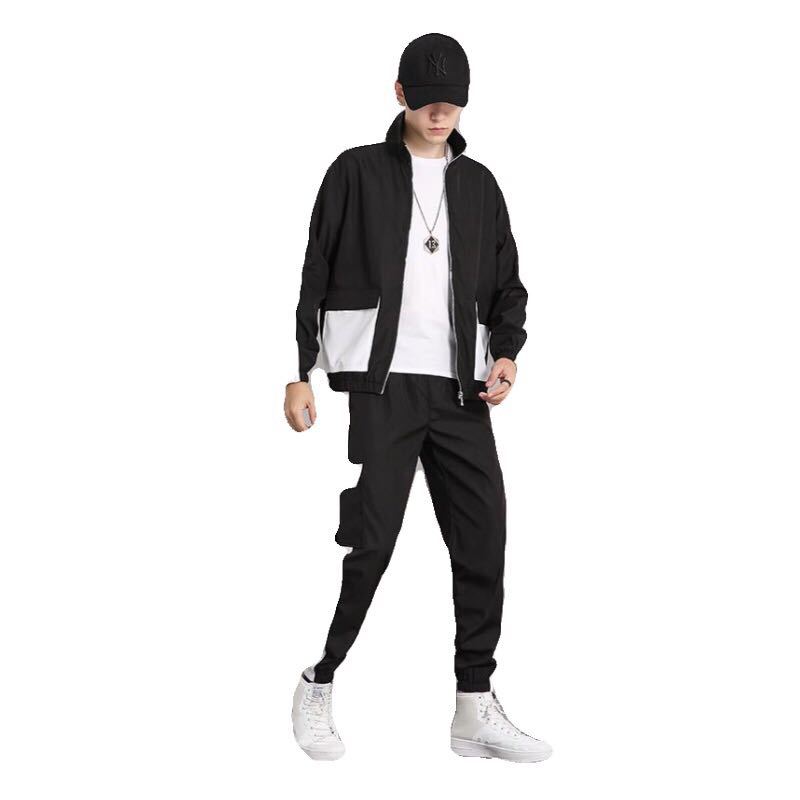 Cardigan stitching sports suit