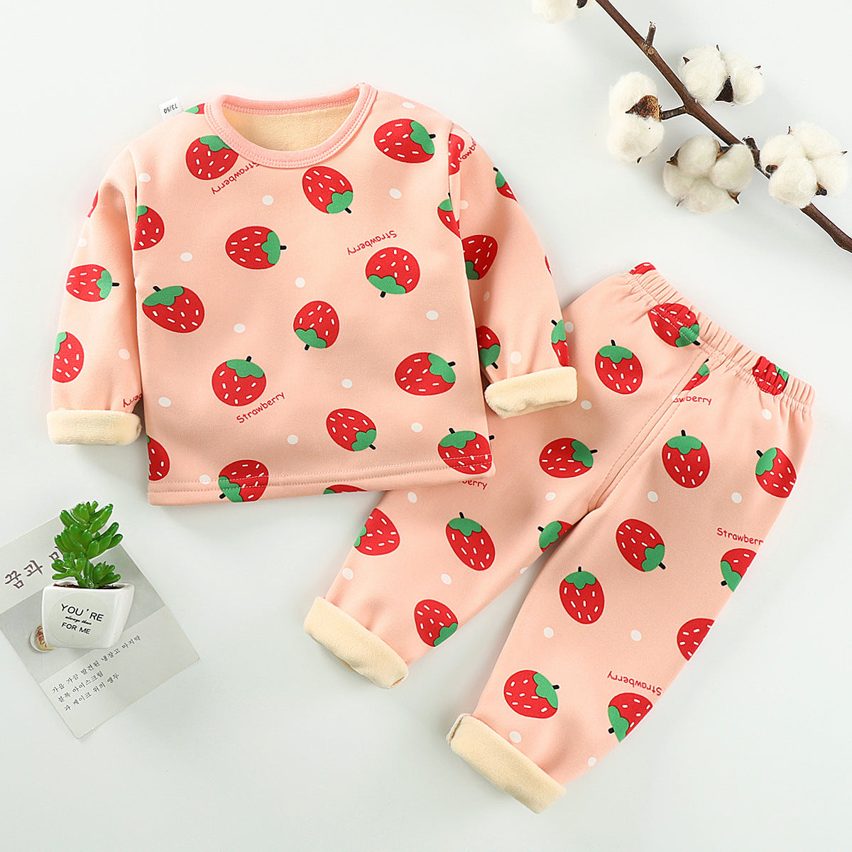 Children plus velvet thermal underwear suit winter thickening