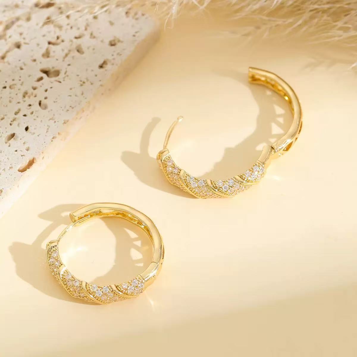 Cross-border Best-selling Full-diamond Earrings For Women