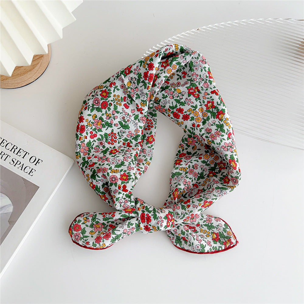 Women's Cotton And Linen Small Square Towel Silk Scarf Artistic All-match Fashion