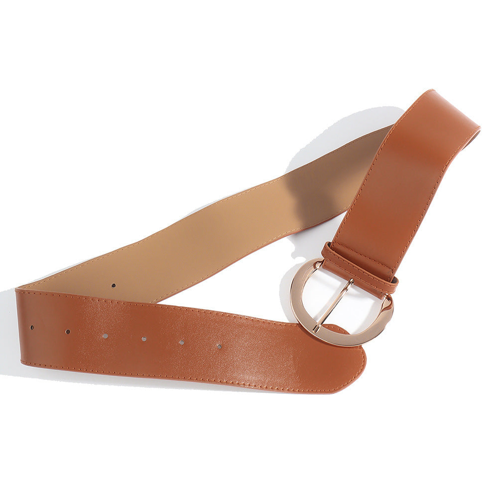 Metal Pin Buckle Versatile Retro Simple Wide Belt Men And Women Belt