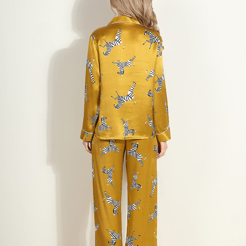 Ladies Mulberry Silk Pajamas Silk Printed Homewear