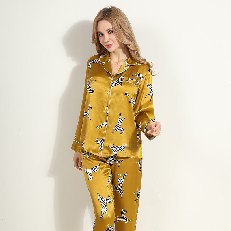 Ladies Mulberry Silk Pajamas Silk Printed Homewear