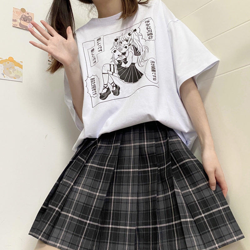 Original Japanese E-Sports Girl Jk Pure Cotton Short-Sleeved T-Shirt Female New Loose Wild Sweet And Spicy Blouse Summer