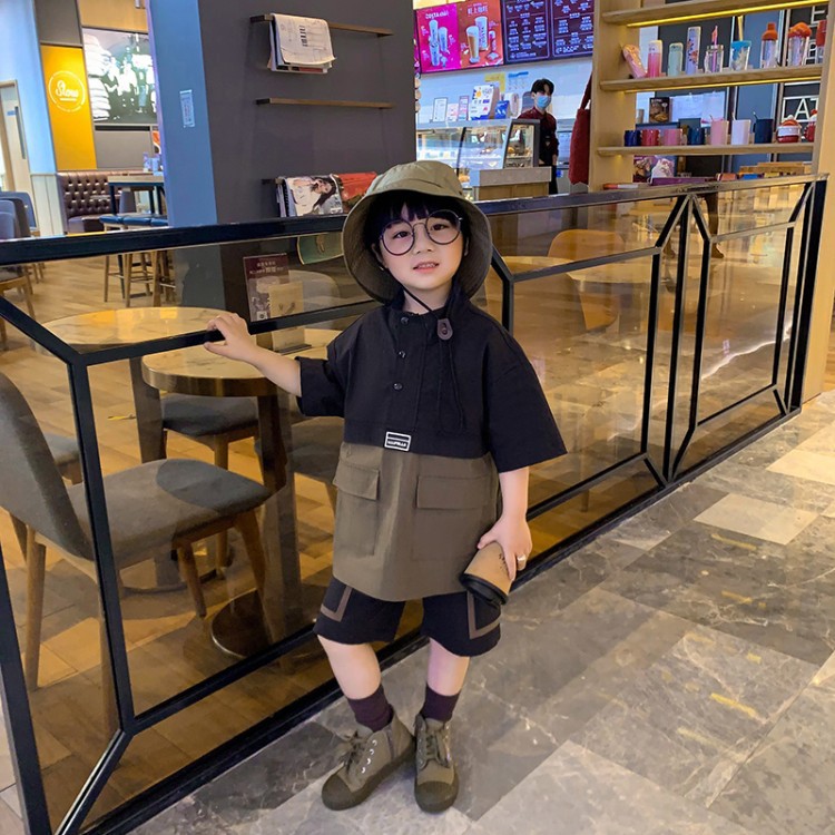 Children's Clothing Boys Cotton And Linen Suit Summer New Foreign Style Summer Baby Short-sleeved Net Red Fashionable Tide Clothes