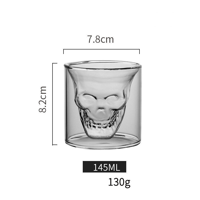Creative Double-Layer Skull Net Red Glass Whiskey Glass For Home Bar Club Whiskey Wine Vodka And Beer Wine Glass
