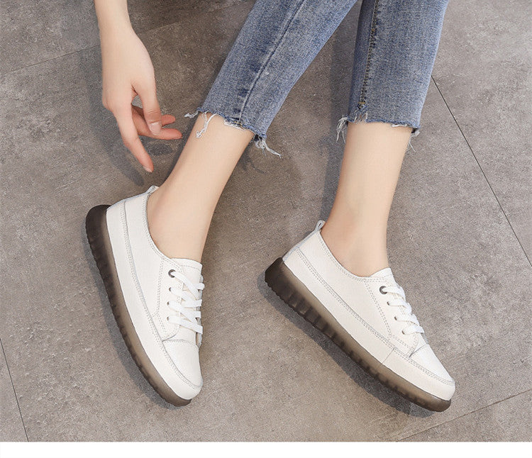 Genuine Leather White Shoes Flat Women's Shoes Casual