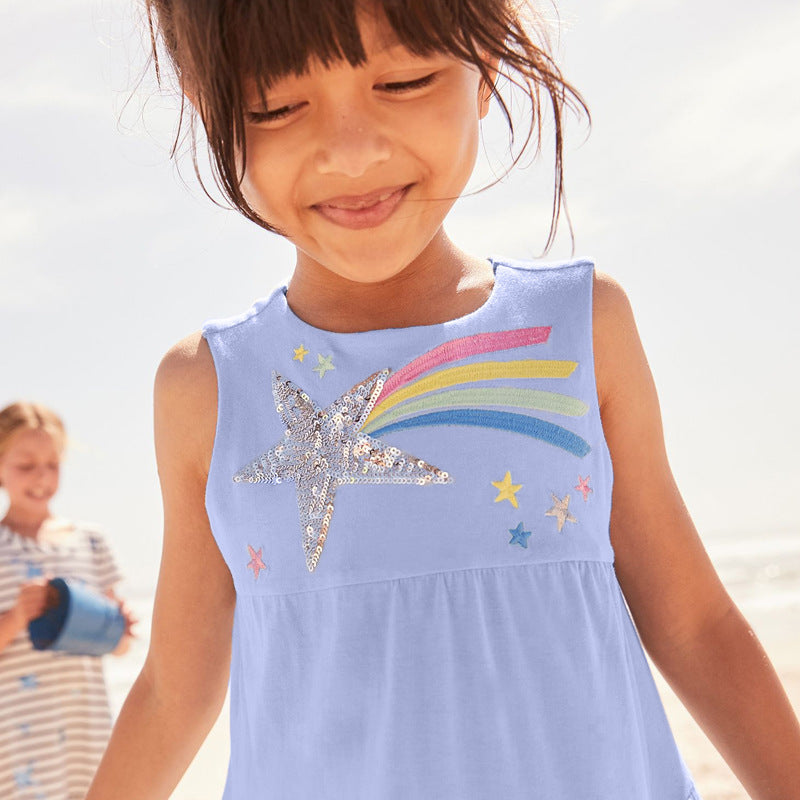 Summer New Style European And American Children'S Clothing Brand Children'S Skirt Cotton Short-Sleeved Girls Dress