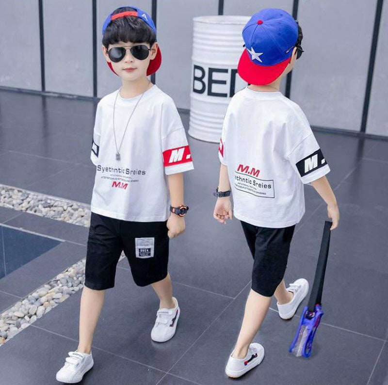 Summer New Boys' Fashion Trend, Big Children's Casual Korean Two-piece Suit