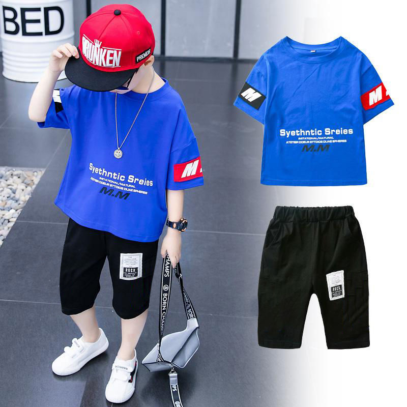 Summer New Boys' Fashion Trend, Big Children's Casual Korean Two-piece Suit