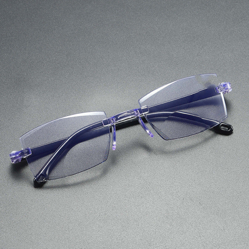 The New Frameless Diamond Cut Edge Reading Glasses Fashion Anti-blue Light