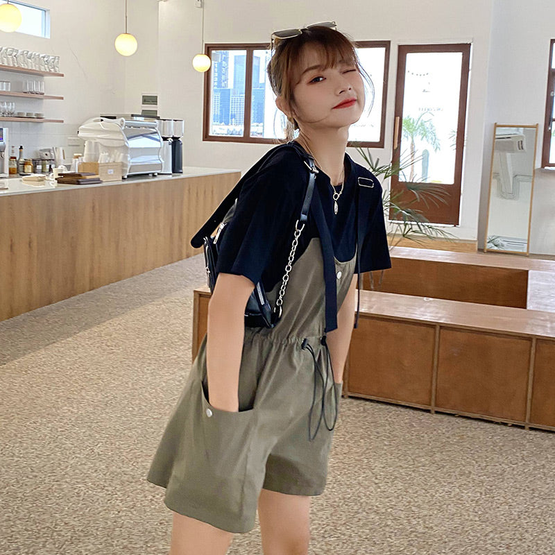 Strap Shorts Two-piece Suit Fat Mm Fried Street Summer Dress Slimming Dress